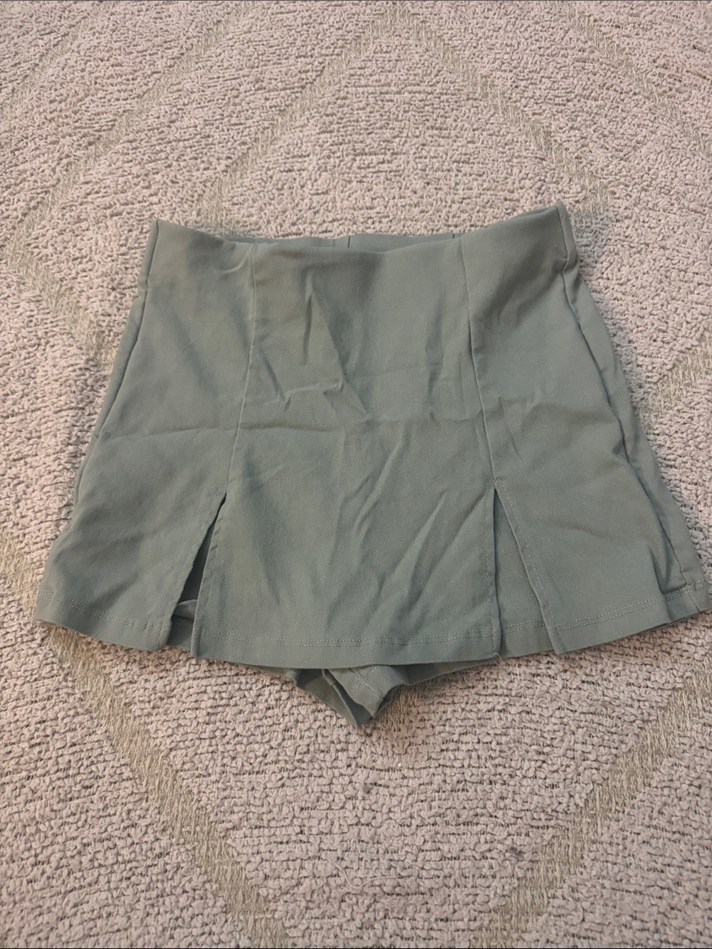 iris Sage Green Pleated High-Waist Skort